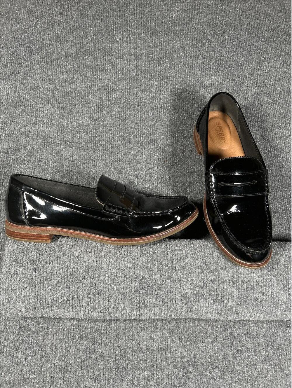 Sperry Black Patent Leather Penny Loafers